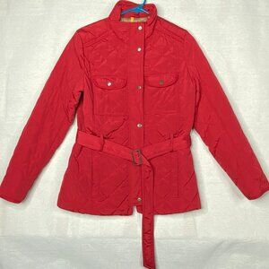 Gap Puffer Jacket Quilted LaSalle Red Belted Small Zip Snap Winter Warmth